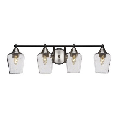 Toltec Lighting Paramount 4 - Light Vanity in  Matte Black/Brushed Nickel with 5" Clear Bubble Shade