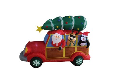 A Holiday Company 8ft Wide Santa's Christmas Woody Van, 5 ft Tall, Multi