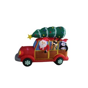 A Holiday Company 8ft Wide Santa's Christmas Woody Van, 5 ft Tall, Multi - 1 of 4