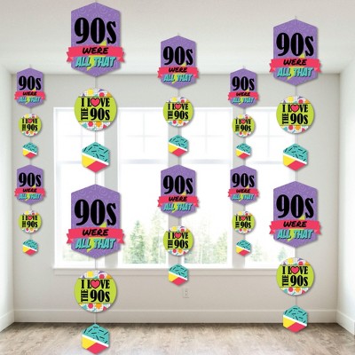 Big Dot of Happiness 90's Throwback - 1990s Party DIY Dangler Backdrop - Hanging Vertical Decorations - 30 Pieces