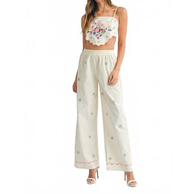 Women's Stella Embo Scarf Top And Pants Sets - MABLE