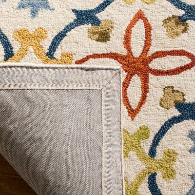 Ivory Multi Floral Hand-Knotted Wool 8' x 10' Rug