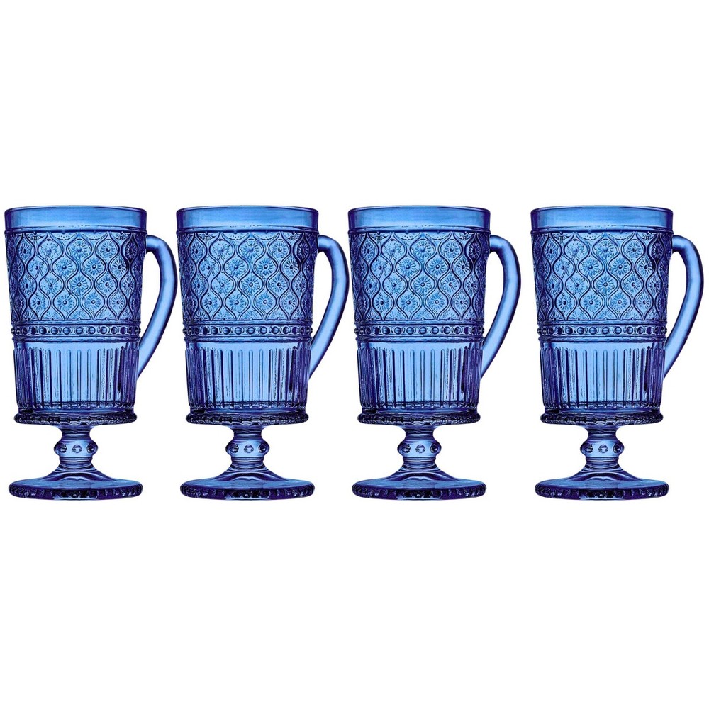 Photos - Glass Godinger Silver Set of 4 Claro Footed Coffee Mugs Blue