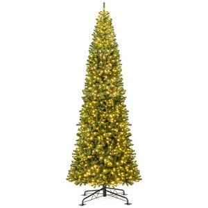 Costway 12 FT Artificial Christmas Tree & Quick Power Connector 2536 Branch Tips 1030 Warm White LED Lights - 1 of 4