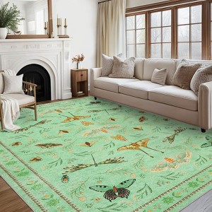 Washable Insect Runner Rug for Bedroom Kitchen Non Slip Rugs Whimsical Fantasy Boho Indoor Ultra Soft Rugs - 1 of 4