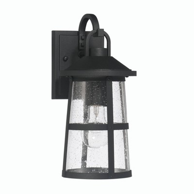 Robert Stevenson Lighting Nantucket Coastal Metal and Glass Wall Mounted Outdoor Lantern Light Matte Black: ETL & UL Listed, 1-Light Fixture