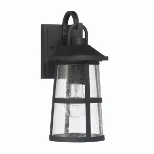 Robert Stevenson Lighting Nantucket Coastal Metal and Glass Wall Mounted Outdoor Lantern Light Matte Black: ETL & UL Listed, 1-Light Fixture - 1 of 4
