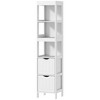 HOMCOM Narrow Bathroom Storage Cabinet, Bathroom Cabinet with 2 Drawers & 3 Open Shelves, Freestanding Slim Bathroom Floor Cabinet, White - image 4 of 4