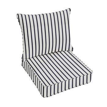Sunbrella Stripe Outdoor Corded Pillow and Cushion Set Blue/White