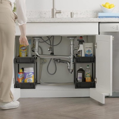 Black 2-Pack 2-Tier Under Sink Organizer with Sliding Drawers