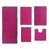 Luxury Reversible Bathroom Rugs Set, Washable Rug, Extra Soft and Absorbent bath Rug, Non-Slip Bath Mat Set, 5 Pcs Set with Runner, Hot Pink - 2 of 4