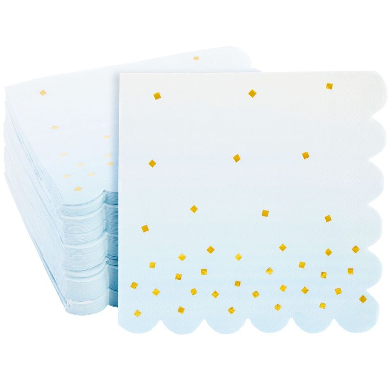 Sparkle and Bash 100 Pack Ombre Cocktail Napkins for Boy Baby Shower, Wedding, Birthday Party (5 x 5 in, Light Blue), 1 of 10