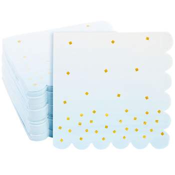 Sparkle and Bash 100 Pack Ombre Cocktail Napkins for Boy Baby Shower, Wedding, Birthday Party (5 x 5 in, Light Blue)