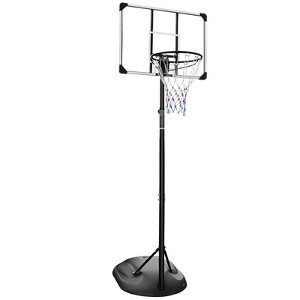 TopComfy Youth Portable Basketball Hoop 7.5-9.2ft Adjustable Height Backboard with Wheels for Indoor Outdoor Family Fun, Black, 33.07"*24.61"*7.09" - 1 of 4