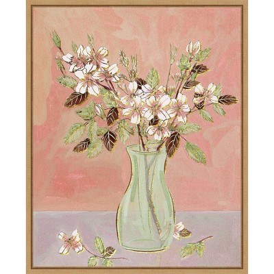 Here Comes the Bloom II 23"x28" Brown Maple Framed Canvas Art Print