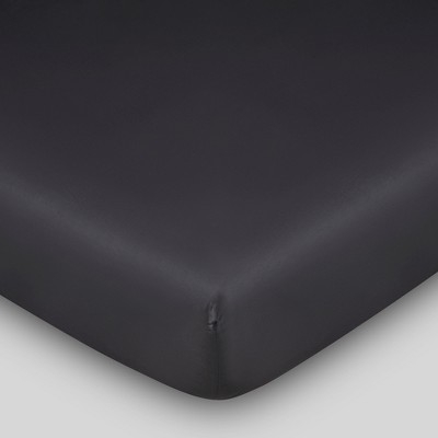 Twin Dark Gray Organic Cotton Percale Fitted Sheet Set