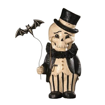 Bethany Lowe Dapper Desmond Skelly Halloween Skeleton Bat Tophat Decorative Sculptures