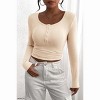 Women's Slim Fit Ribbed Knit Long Sleeve Button Henley T Shirts Casual Basic Tops Blouse - 3 of 4