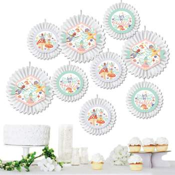 Big Dot of Happiness Let's Be Fairies - Hanging Fairy Garden Birthday Party Tissue Decoration Kit - Paper Fans - Set of 9