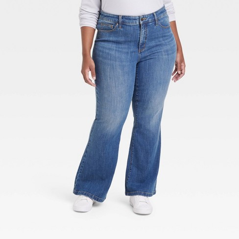 Women's High-rise Flare Jeans - Ava & Viv™ Dark Blue Denim 16 : Target