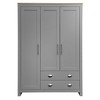 JUJABU Three Door Storage Wardrobe with Cabinets and Two Hanging Rods,Gray - 2 of 4