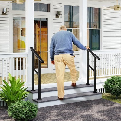 LOVMOR Hand Rails for Outdoor Steps, Wrought Iron Railing, Exterior Hand Railing for Steps, Porch Railing Kit