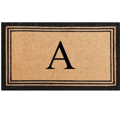 A1HC Natural Coir and PVC Backing Classic Border Monogrammed Door Mat, Anti-Shed Entry Doormat