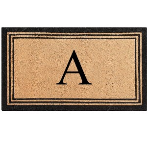 A1HC Natural Coir and PVC Backing Classic Border Monogrammed Door Mat, Anti-Shed Entry Doormat - 1 of 4