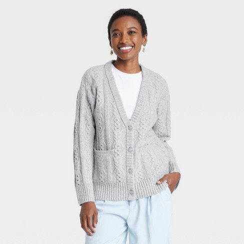 Women's Cardigan Sweater - A New Day™ Gray Xs : Target