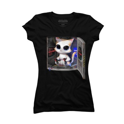 Junior's Design By Humans Cat Piloted Cyborg By andremullerdko T-Shirt