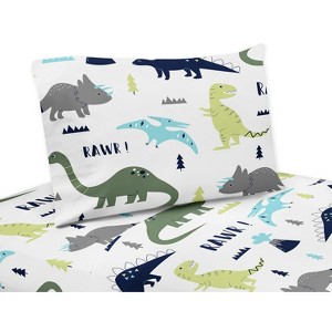 Sweet Jojo Designs Boy Kids Twin Sheet Set Mod Dinosaur Multicolor 3pc - 1 of 3