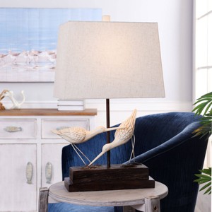 Sandpiper Table Lamp Sand Stone - StyleCraft: Coastal Style, UL Listed, 16" Base, Linen Shade - 1 of 4