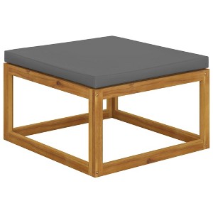 vidaXL Footrest with Dark Cushion Solid Acacia Wood - 1 of 4