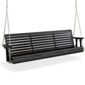 Karl Home | 5ft 3-Personn Black Outdoor Fir Wood Hanging Porch Swing - 1 of 4