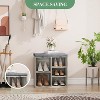 Shoe Cushion with Bench ,Fluted Shoe Storage Sliding Door and Adjustable Shelf,3-Tier Shoe Rack Cabinet for Entryway, Bedroom, Living Room - 4 of 4