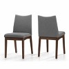 Coolbibila Mid Century Modern Armless Fabric Upholstered Dining Chairs Set Of 2,Solid Wood Legs High Back Kitchen Dining Room Chairs - 3 of 4