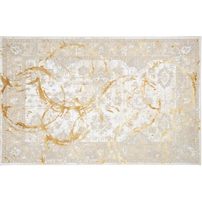 HomeRoots 9' X 12' Beige and Gold Abstract Area Rug