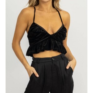 Women's RUCHED CROPPED TOP - Blue Blush - 1 of 3