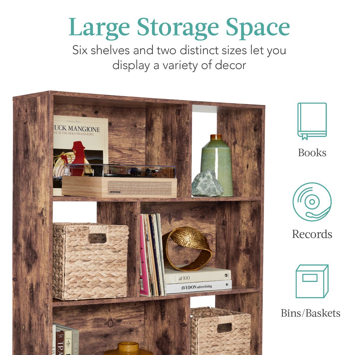 Best Choice Products 3-Tier Mid-Century Modern Wooden Bookcase w/ Removable Back Panels, Offset Pine Legs - Brown - thumbnail 3