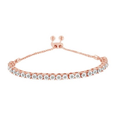 Silver 1/4 Cttw Miracle-Set Diamond Bolo Tennis Bracelet