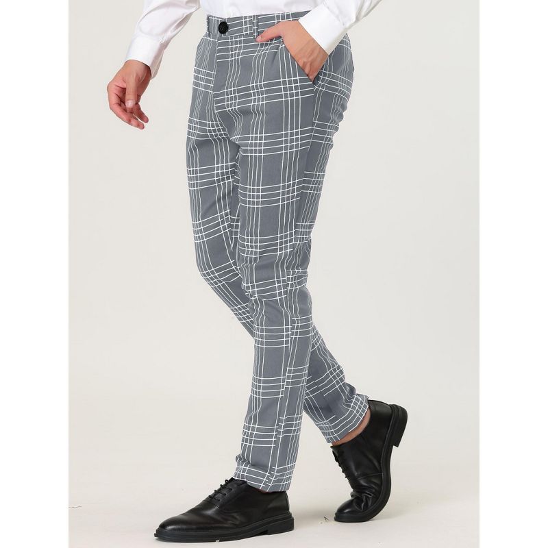 Lars Amadeus Men's Dress Plaid Formal Slim Fit Printed Business Checked Trousers, 2 of 7