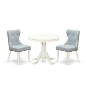 3-Piece Linen White Finish Solid Wood Top - Dining Room Set (Seats 4) - 1 of 4