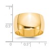Black Bow Jewelry 7mm to 12mm 14K Yellow Gold Half Round Standard Fit Band - 3 of 4