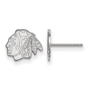Black Bow Jewelry 10k White Gold Chicago Blackhawks NHL Stud Earrings - 1 of 3