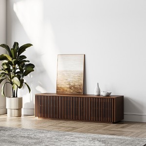 POVISON 59" Modern Wood TV Stand, Minimalist Slatted Entertainment Center,Media Console, TV Console, Fully-Assembled, Perfect for 45-inch TVs - 1 of 4
