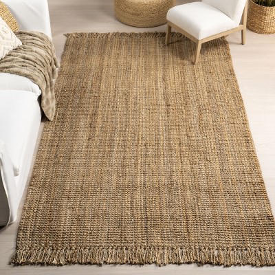 Handcrafted Artisanal Chunky Jute 4' Square Rug in Natural
