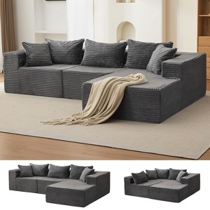 106" Cloud Couch Sectional 3-Seat Sofa with L-Shape Chaise and Memory Foam for Living Room, No Assembly Required Upholstered Couch - 1 of 4