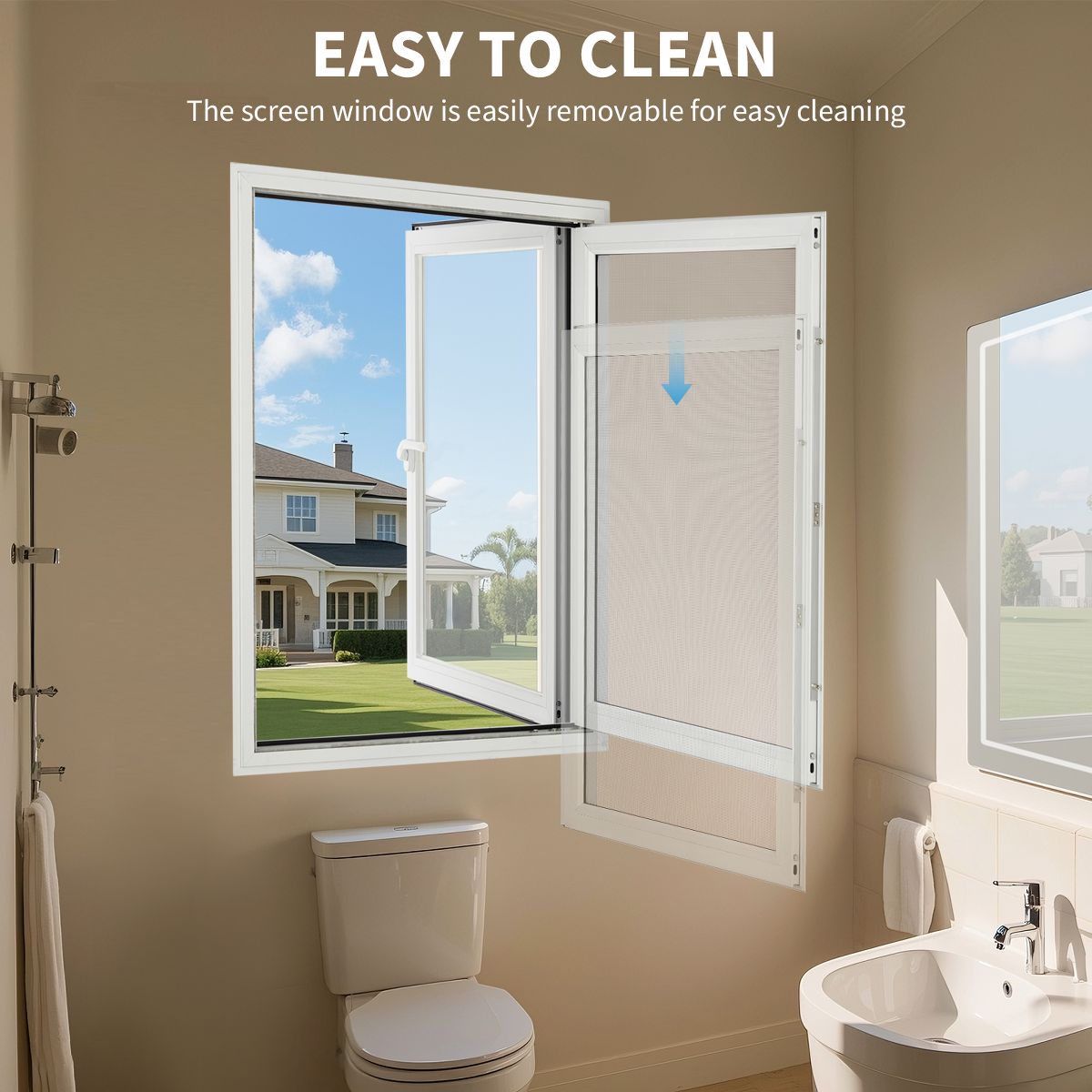 Casement Window 5mm Glass 4-Gear Adjustable Magnetic Screen | Aluminum Frame, Tempered Glass, 4 Adjustable Angles, Magnetic Screen, Child Safe Lock - thumbnail 10
