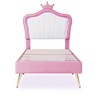 Twin Size Bed With LED Lights Modern Twin Size Upholstered Princess Bed Frame With Crown Headboard - 4 of 4