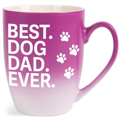 Elanze Designs Best Dog Dad Ever Two Toned Ombre Matte Pink and White 12 ounce Ceramic Stoneware Coffee Cup Mug